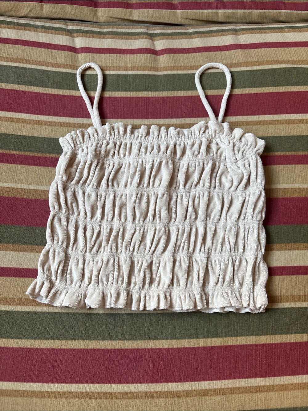 H&M Smocked Terry Ruched Cloth Crop Camisole Top